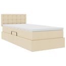 LED opbevarings seng med madras Creme 100 x 200 cm Stof