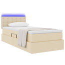 LED opbevarings seng med madras Creme 100 x 200 cm Stof