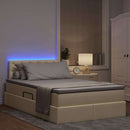 LED opbevarings seng med madras Cremefarvet 120 x 190 cm Stof