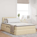 LED opbevarings seng med madras Creme 120 x 200 cm Stof