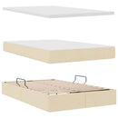 LED opbevarings seng med madras Creme 120 x 200 cm Stof