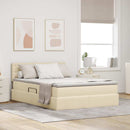 LED opbevarings seng med madras Creme 140 x 190 cm Stof
