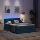 LED opbevarings seng med madras Blå 140 x 190 cm Stof