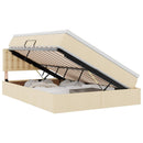 LED opbevarings seng med madras Creme 140 x 200 cm Stof