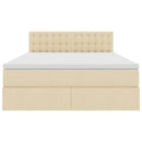 LED opbevarings seng med madras Creme 140 x 200 cm Stof