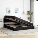 LED opbevarings seng med madras Sort 160 x 200 cm Stof