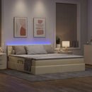 LED opbevarings seng med madras Creme 160 x 200 cm Stof