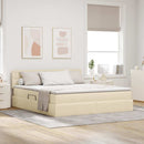LED opbevarings seng med madras Creme 180 x 200 cm Stof