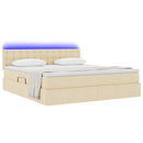 LED opbevarings seng med madras Creme 180 x 200 cm Stof
