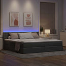 LED opbevarings seng med madras Lysegrå 200 x 200 cm Stof
