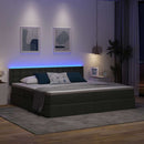 LED opbevarings seng med madras Mørkegrå 200 x 200 cm Stof