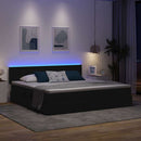 LED opbevarings seng med madras Sort 200 x 200 cm Stof
