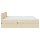 LED opbevarings seng med madras Creme 200 x 200 cm Stof