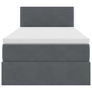LED opbevarings seng med madras Mørkegrå 90 x 200 cm Fløjl