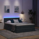 LED opbevarings seng med madras Mørkegrå 140 x 190 cm Fløjl