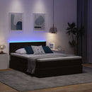 LED opbevarings seng med madras Sort 140 x 190 cm Fløjl