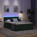 LED opbevarings seng med madras Mørkegrøn 140 x 200 cm Fløjl