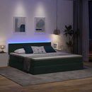 LED opbevarings seng med madras Mørkegrøn 160 x 200 cm Fløjl