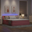 LED opbevarings seng med madras Lyserød 180 x 200 cm Fløjl