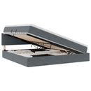 LED opbevarings seng med madras Mørkegrå 200 x 200 cm Fløjl
