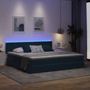 LED opbevarings seng med madras Mørk blå 200 x 200 cm Fløjl