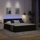 LED opbevarings seng med madras Sort 160 x 200 cm Fløjl