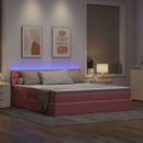 LED opbevarings seng med madras Lyserød 180 x 200 cm Fløjl