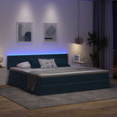 LED opbevarings seng med madras Mørk blå 200 x 200 cm Fløjl