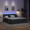 LED opbevarings seng med madras Mørkegrå 160 x 200 cm Fløjl