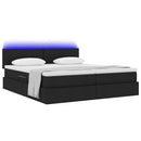 LED opbevarings seng med madras Sort 180 x 200 cm Stof