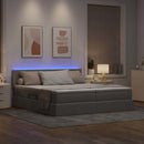 LED opbevarings seng med madras Gråbrun 180 x 200 cm Stof