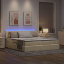 LED opbevarings seng med madras Creme 180 x 200 cm Stof