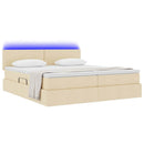 LED opbevarings seng med madras Creme 180 x 200 cm Stof