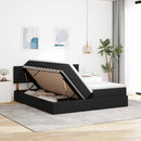 LED opbevarings seng med madras Sort 180 x 200 cm Stof