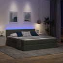 LED opbevarings seng med madras Mørkegrå 200 x 200 cm Stof