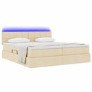 LED opbevarings seng med madras Creme 200 x 200 cm Stof