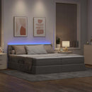 LED opbevarings seng med madras Gråbrun 180 x 200 cm Stof