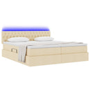 LED opbevarings seng med madras Creme 180 x 200 cm Stof