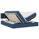LED opbevarings seng med madras Blå 180 x 200 cm Stof
