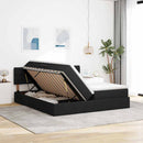 LED opbevarings seng med madras Sort 200 x 200 cm Stof