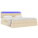 LED opbevarings seng med madras Creme 180 x 200 cm Stof