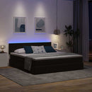 LED opbevarings seng med madras Sort 200 x 200 cm Fløjl
