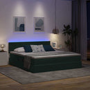 LED opbevarings seng med madras Mørkegrøn 180 x 200 cm Fløjl