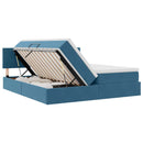 LED opbevarings seng med madras Mørk blå 180 x 200 cm Fløjl