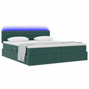 LED opbevarings seng med madras Mørkegrøn 200 x 200 cm Fløjl