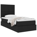 Seng med opbevaring og madras Sort 90 x 190 cm Stof