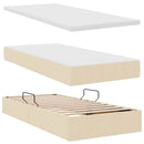 Seng med opbevaring og madras Creme 90 x 190 cm Stof