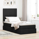 Seng med opbevaring og madras Sort 90 x 200 cm Stof