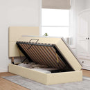 Seng med opbevaring og madras Creme 100 x 200 cm Stof