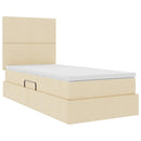 Seng med opbevaring og madras Creme 100 x 200 cm Stof